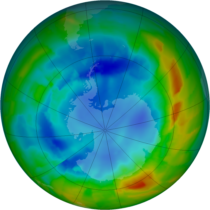 Antarctic ozone map for 17 August 2012